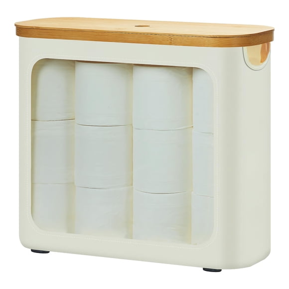Almacenamiento de papel higiénico ROSOS de gran capacidad, color beige con tapa