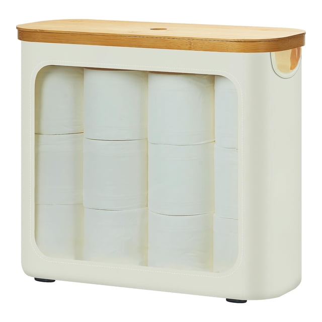 Almacenamiento de papel higiénico ROSOS de gran capacidad, color beige con tapa