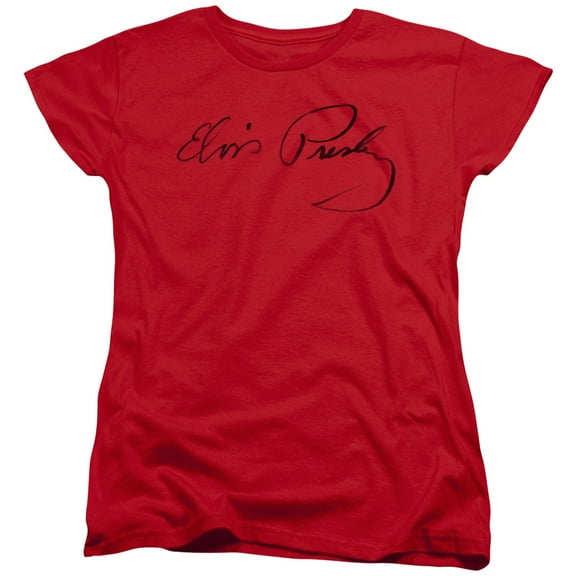 Elvis Presley Signature Sketch Women's T-Shirt Red