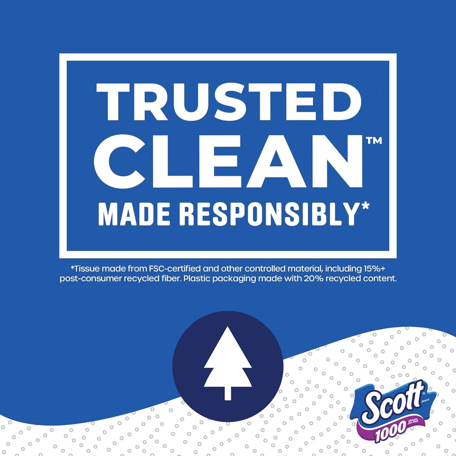 1000 Trusted Clean Toilet Paper, 32 Rolls, Septic-Safe, 1-Ply Tissue