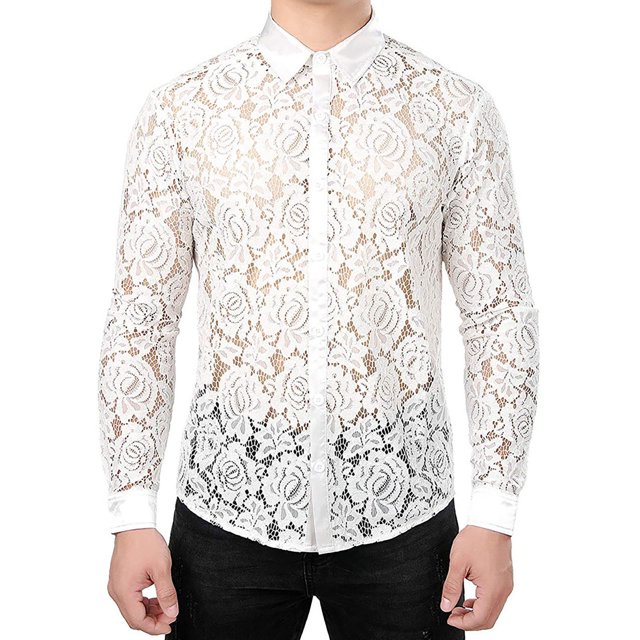 Camisa medieval punk de encaje para hombre - Tejido de alta calidad, corte ajustado, tallas S-XXXL - Ligera y apta para todas las estaciones