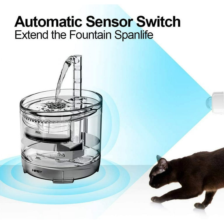NPET Cat Drinking Fountain WF050 Brushless Ultra Quiet Pump 1.5L Pet Fountain with Faucet Outlet 1 Sensor Switch 2 Filters