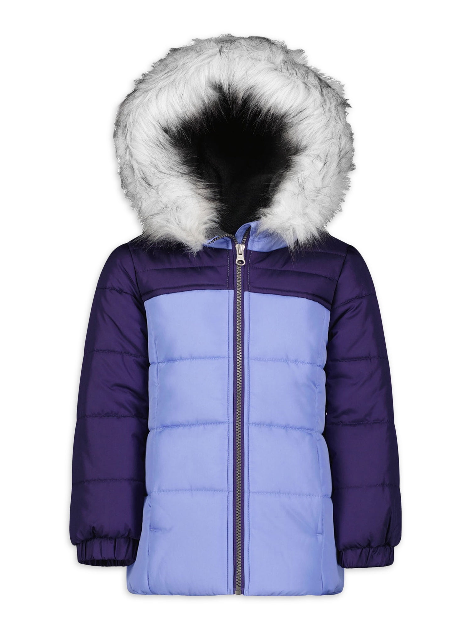 Weathertamer Girls Hooded Colorblock Winter Puffer Coat, Sizes 4-16 ...
