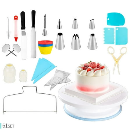 

Cake Decorating Kit Cake Turntable Bakeware Set Pastry Tube Fondant Kitchen Tool Dessert Baking Pastry Tools 61 Pcs F89741