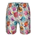 thumbnail image 4 of Wukai Skulls and Roses Print Beach Trunks with Compression Liner Swimsuit Quick Dry Beach Sports Shorts with Pocket-3X-Large, 4 of 8