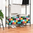thumbnail image 3 of Yayeee Foldable Storage Basket for Shelves with Handles Waterproof Cloth Bins, Blue Checkered Pattern, 3 of 7