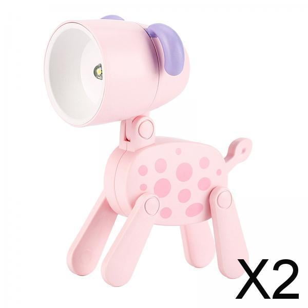 2x Lámpara de Lectura Portátil Plegable, Iluminación de Cabecera, Soporte de Teléfono Pequeño Bonito , Luz Nocturna con Forma de Perro para Sala 2 piezas