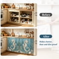 thumbnail image 4 of Coastal Seahorse Blue Green Cabinet Curtain 35"Wx35"L,Dustproof Under Sink Skirt W/ Self Adhesive Tape,Summer Ocean Starfish Coral Cabinet Curtain Cover for Kitchen Sink,Bathroom Vanity,Laundry Room, 4 of 9