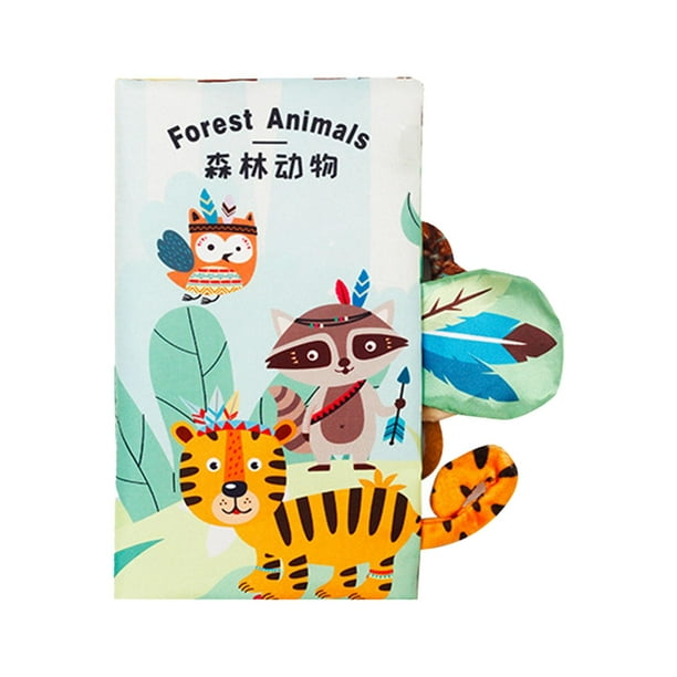 Marionetas de mano, libros de tela, libros de desarrollo, juguetes educativos táctiles para coche. animales del bosque