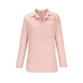 thumbnail image 4 of Elainilye Fashion Under Scrub Shirts Long Sleeve Women Spring V-Neck Pocket Bottom Shirt Solid Casual Pullover Top Blouse,Pink, 4 of 6