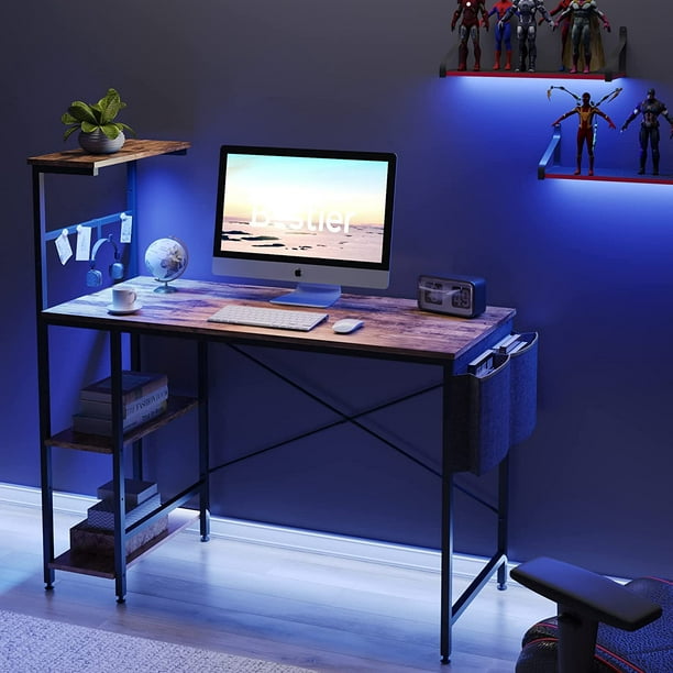 Gaming Desk With Storage Shelves Corner, Small L Shaped Desk 40 Inch