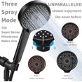 thumbnail image 2 of TRAHOO-High Pressure Handheld Shower Head with 3 Spray Modes Modern Design, Extra-Long 1.5M PVC High Pressure Shower Hose, Brass Joint Wall/Overhead Bracket- Matte Black, 2 of 4