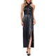 thumbnail image 1 of VESTIDO MAXI HALTER DE SATÉN FLORAL SIN ESPALDA Y CON ABERTURA DE CUELLO EN V PROFUNDO PARA FIESTAS Y CÓCTELES 2XL NEGRO, 1 of 6