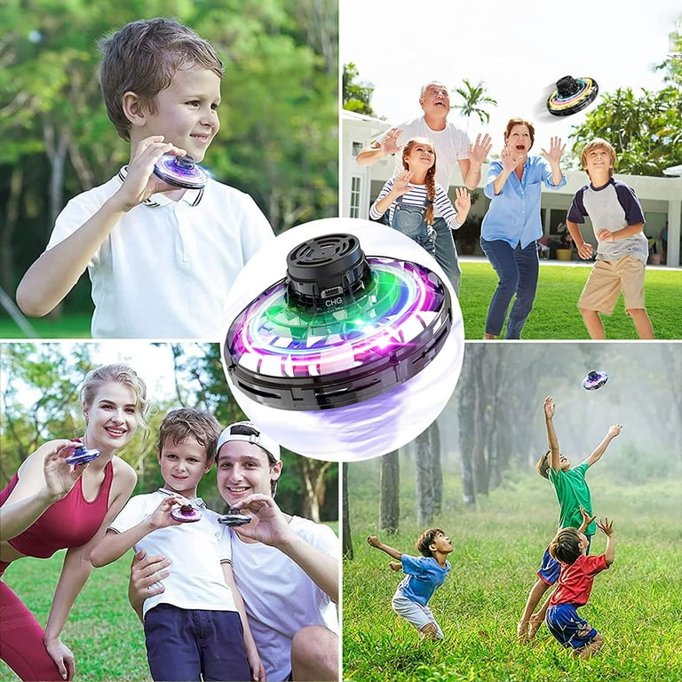 Flying Fidget Spinner,2023 Upgraded Flying Spinner Mini Hand Drone with 360  ° Rotating and LED Lights Outdoor Indoor Toy,Mini UFO Toy Drone for Boys