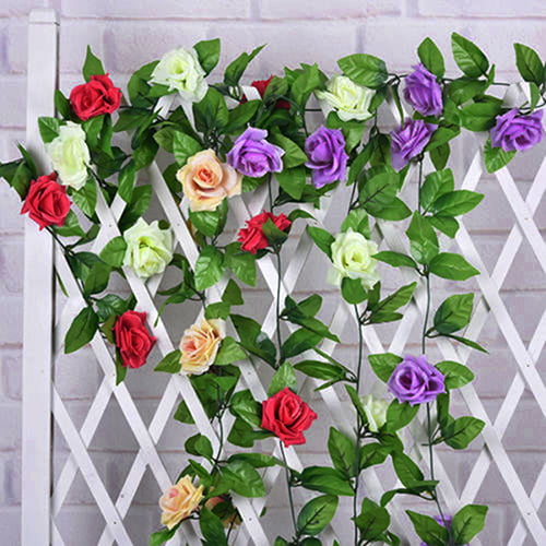 Limei 1 Pack (8FT) Artificial Rose Vine Fake Flowers Garland Hanging Silk  Rose Ivy Plants Vine for Wedding Arch Party Garden Home Bedroom Office Wall  Aesthetic Art Décor (Champagne) 