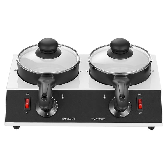 KFFKFF Chocolate Melting Pot - Dual 1 QT Capacity, 86℉-185℉ Temperature Range, 80W Electric Warmer with 2 Ceramic-Coated Pots, Adjustable Dual Knobs for Melting Chocolate, Cheese, and More for Home
