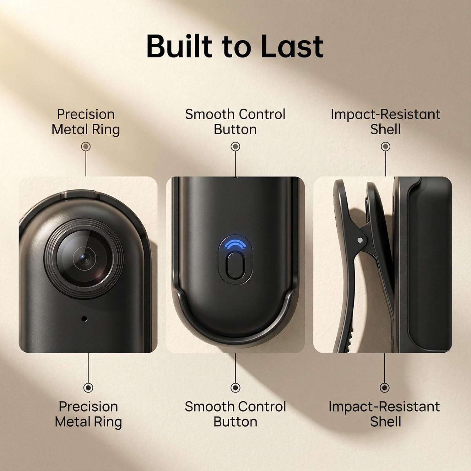 Sulaicai Mini Wearable Action Camera, HD Outdoor Sports Video Camera with 360° Rotation Lens, Portable Recording Cam for Cycling, Diving and Adventure (Black, Without Memory Card)