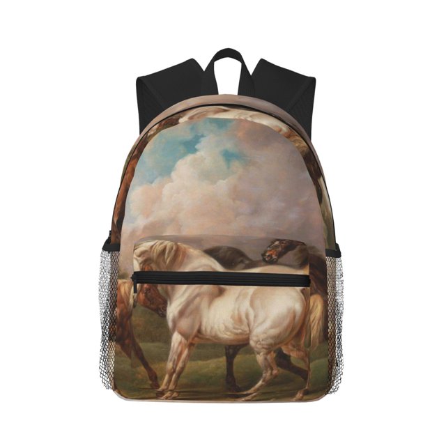 Balery Three Horses Oil Painting Mochila para Mujeres y Hombres, Mochila Ligera Casual para Viajes, Mochila Clásica Básica para la Universidad