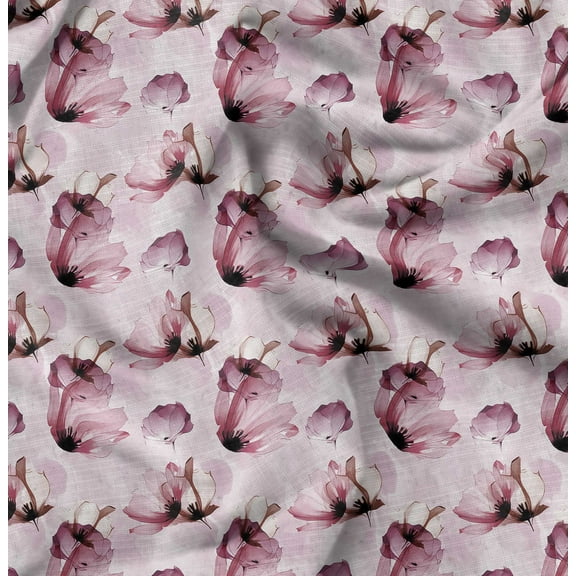 Soimoi Pure Silk Pink Fabric By the Yard - 42 Inch Wide - Florals Print Fabric - Elegant and Timeless Patterns for Fashion and Home Decor Printed Fabric