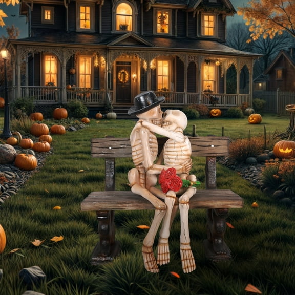 Universal Statues Kissing Skeletons Outdoor Halloween Garden Statue - 58"