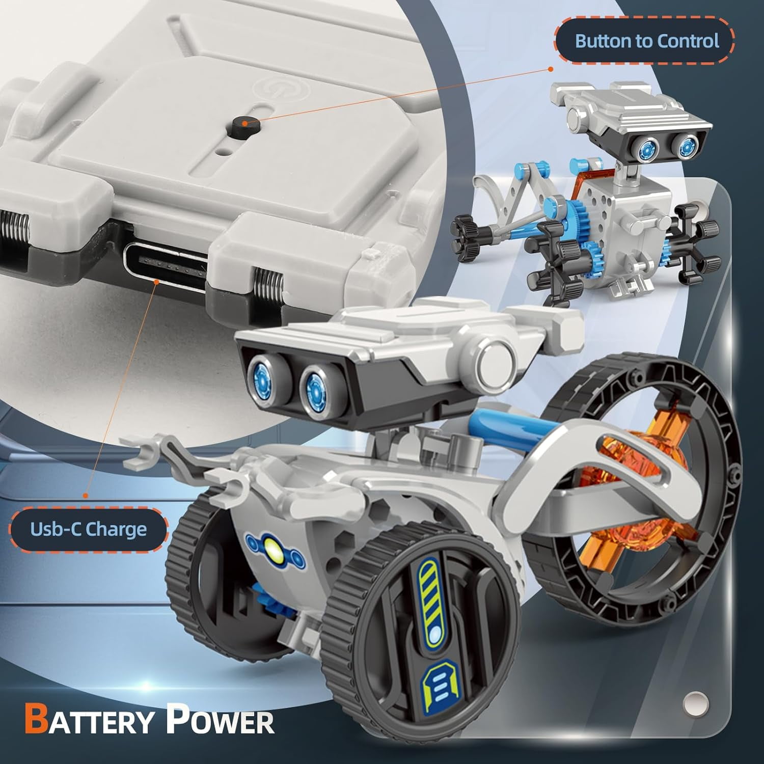 12-in-1 STEM Robot Kit Toys for Kids 8-12, DIY Building Educational STEM Science Kits for Boy Birthday Gifts