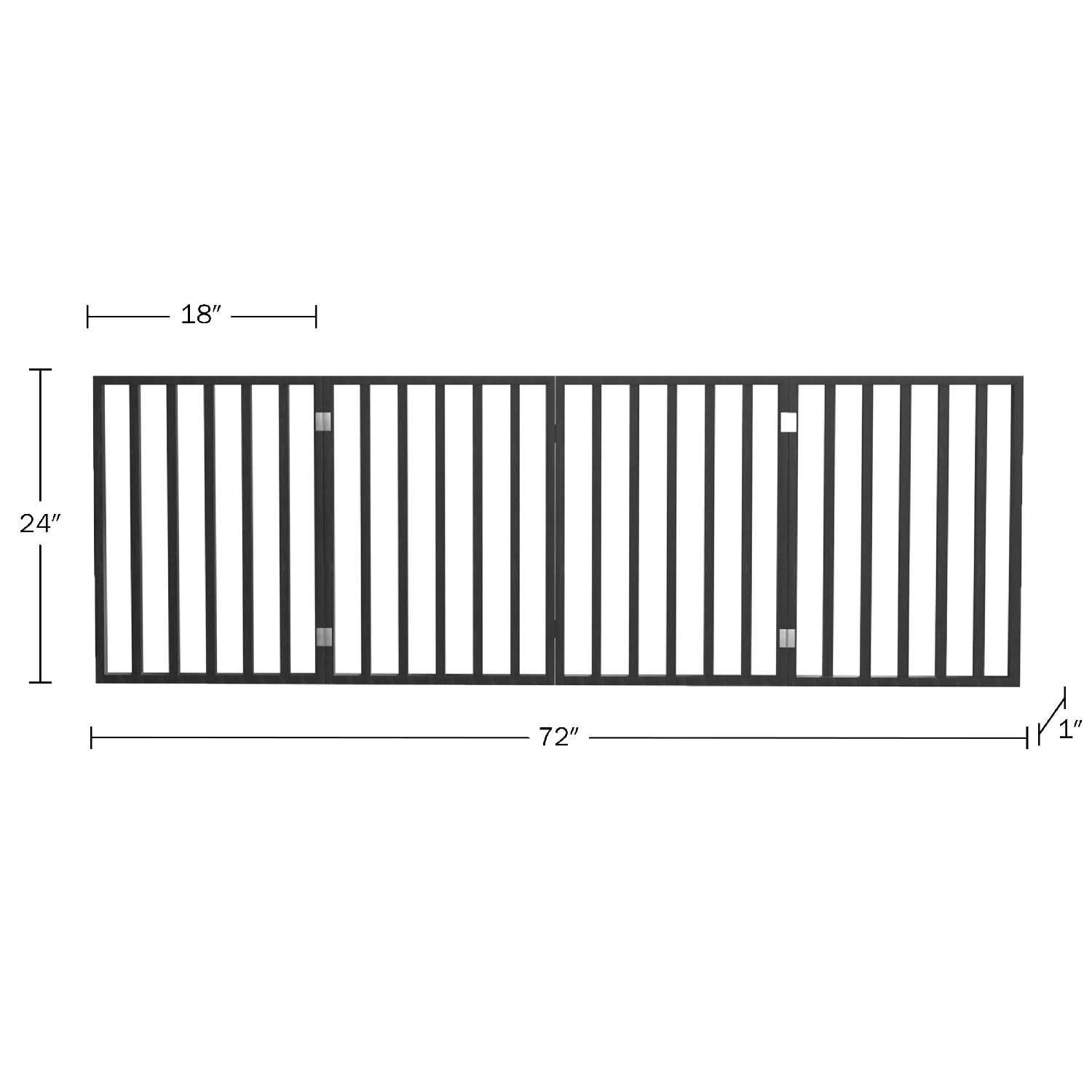 4-Panel Indoor Foldable Dog Fence for Stairs, Hallways, or Doorways - 72x24-Inch Wood Freestanding Dog Gates  (Black)