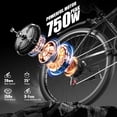 thumbnail image 3 of G26Electric Bike for Adults, 26" 750W Peak Motor, 65 Miles 20MPH Ebike, 48V Battery Electric Bicycle for Adults 7 Speed Electric Bicycles Front Fork Suspension,UL2849,Ages 16+, 3 of 8