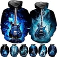 thumbnail image 2 of Sudadera con capucha con estampado 3D de guitarra para hombre, sudadera con personalidad a la moda para hombre, sudadera con capucha de talla grande, sudaderas gráficas, 2 of 5