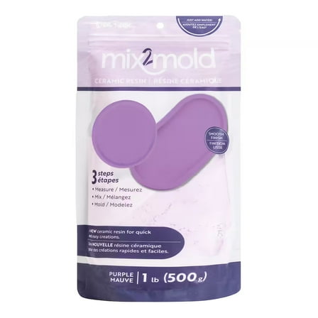 Brea Reese: Mix2Mold Ceramic Resin - Purple Powder 1lb Bag - 500g, Non-Toxic, Smooth Matte Finish, No Heat Or Kiln, Just Add Water, Cures In 60 Min