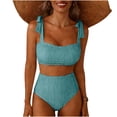 thumbnail image 6 of Maqroz Modest Swimwear for Women 2 Piece Striped Swimsuits High Waisted Square Neck Bathing Suits Cute 2026 Trendy Knot-Front Bikini Set, 6 of 6