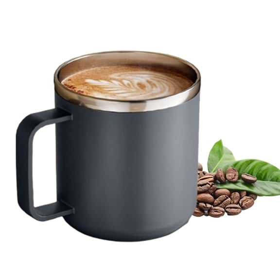 Bxaolu Travel Coffee Mug with Lid, Insulated Tumbler with Handle, 400ML / 13.5 oz Stainless Steel Cup for Ice, Water, Tea, Gray
