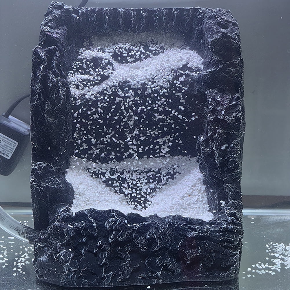Pet Fish Aquarium Mountain Ornament With Underwater Sand, Small Fish Tank Rockery Cave Waterfall, Fish Tank Resin Rockery Decor, Landscape Ornament For Hermit Crab Hideout