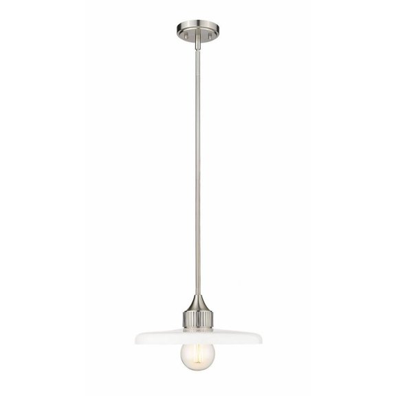 1 Light Pendant in Modern Style-6.25 inches Tall and 14 inches Wide-Brushed Nickel Finish-Gloss Opal Glass Color Bailey Street Home 372-Bel-4962014