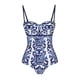 thumbnail image 1 of Traje de baño de una pieza con estampado de porcelana azul y blanca para mujer, 1 of 5