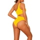 thumbnail image 3 of Traje de baño de una pieza para mujer, bañador monokini amarillo con corte asimétrico en la cintura, talla grande, 3 of 5