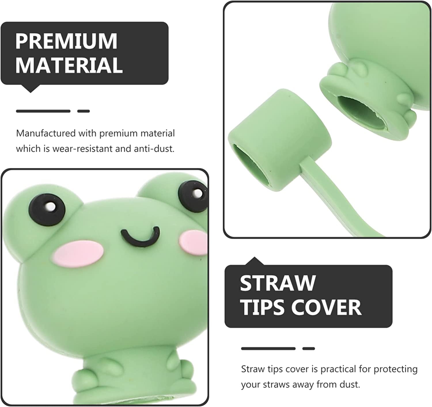 1PCS PVC straw cover cute frog cartoon straw topper fun animal shape Plugs  Tips Cover Reusable Splash Proof Drinking straw charm