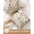 thumbnail image 4 of Wrongduck Corduroy Throw Pillow Covers 18x18 - Set of 2 Decorative Spring Pillow Covers with Zipper Farmhouse Decor Cottage Throw Pillowcases for Couch Sofa Living Room Home Bedroom, PK Floral, 4 of 5