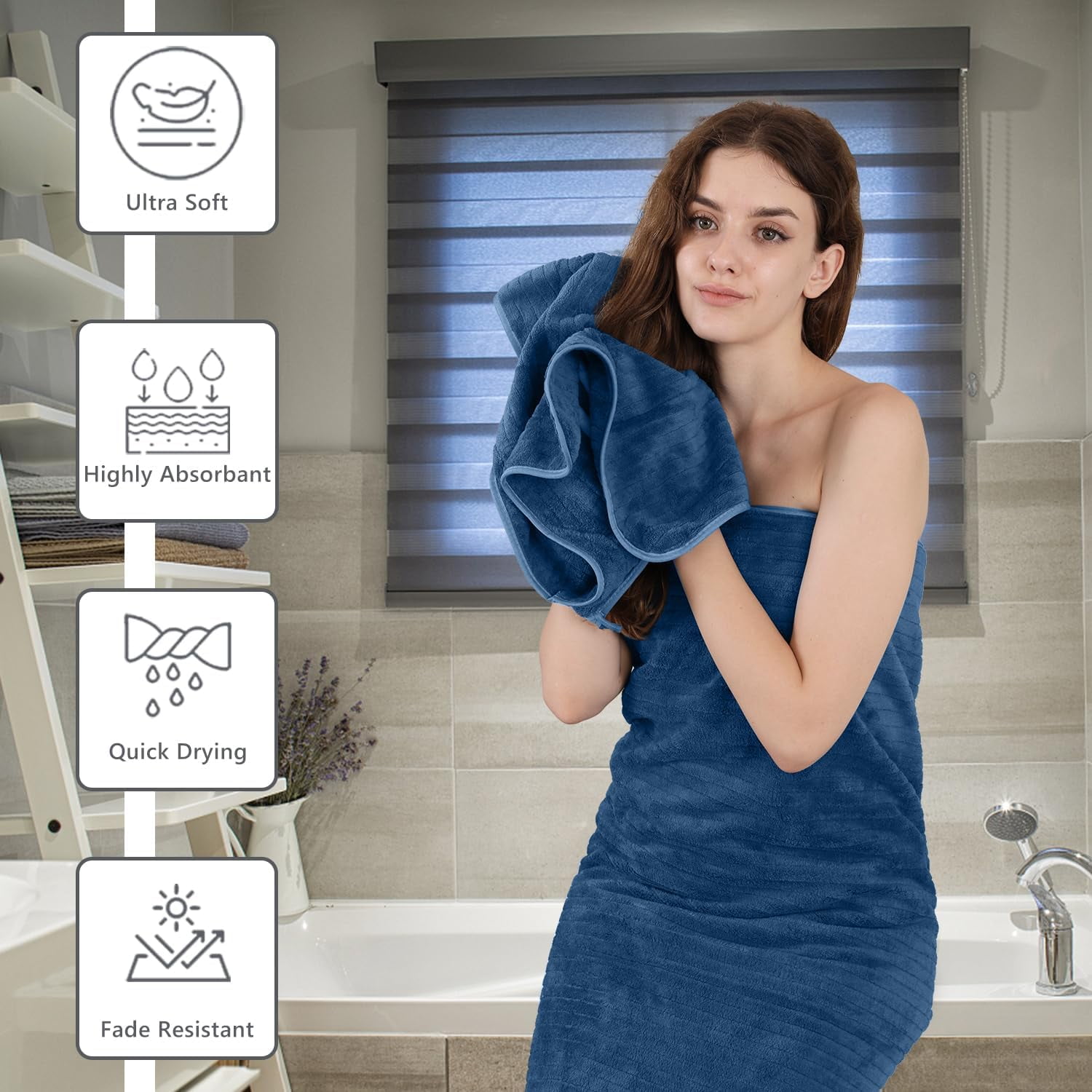 35x70 Inches Extra Large Bath Towels, Cotton Bathroom Towels, Super Soft and Absorbent - 4 Colors