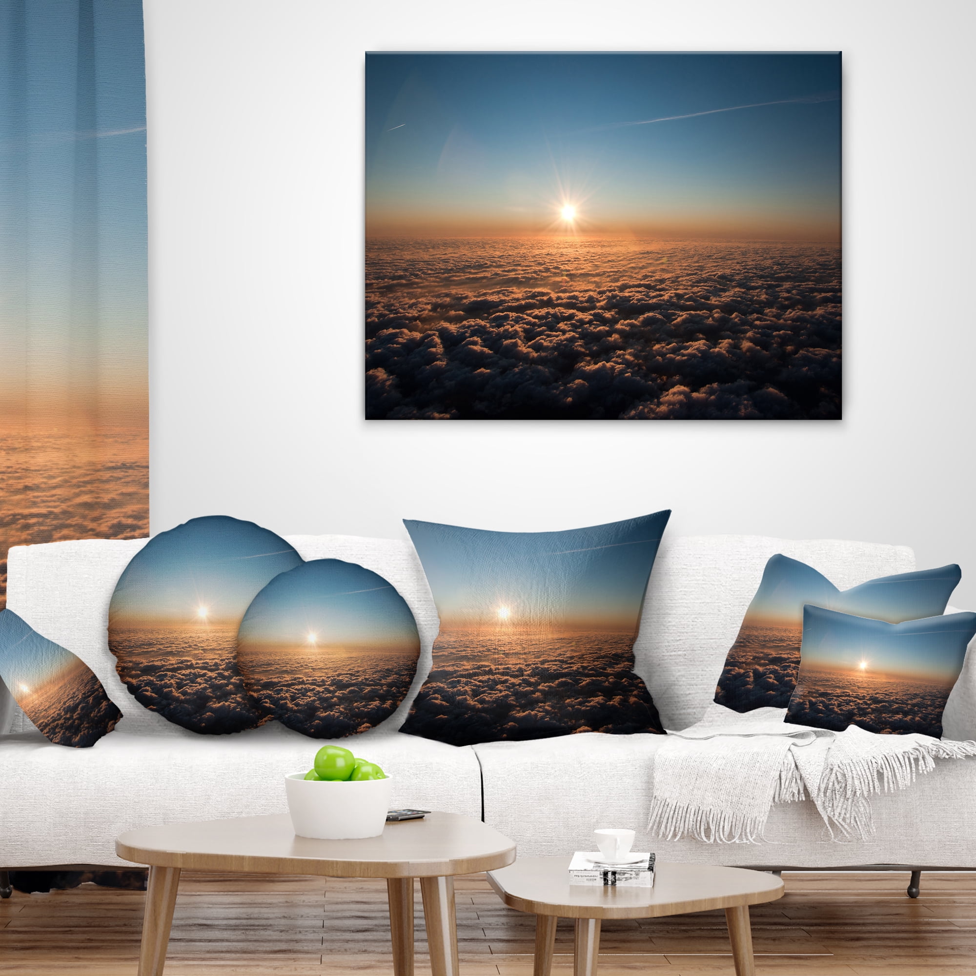 Designart Sunset above the Dark Clouds - Oversized Beach Throw Pillow - 18x18