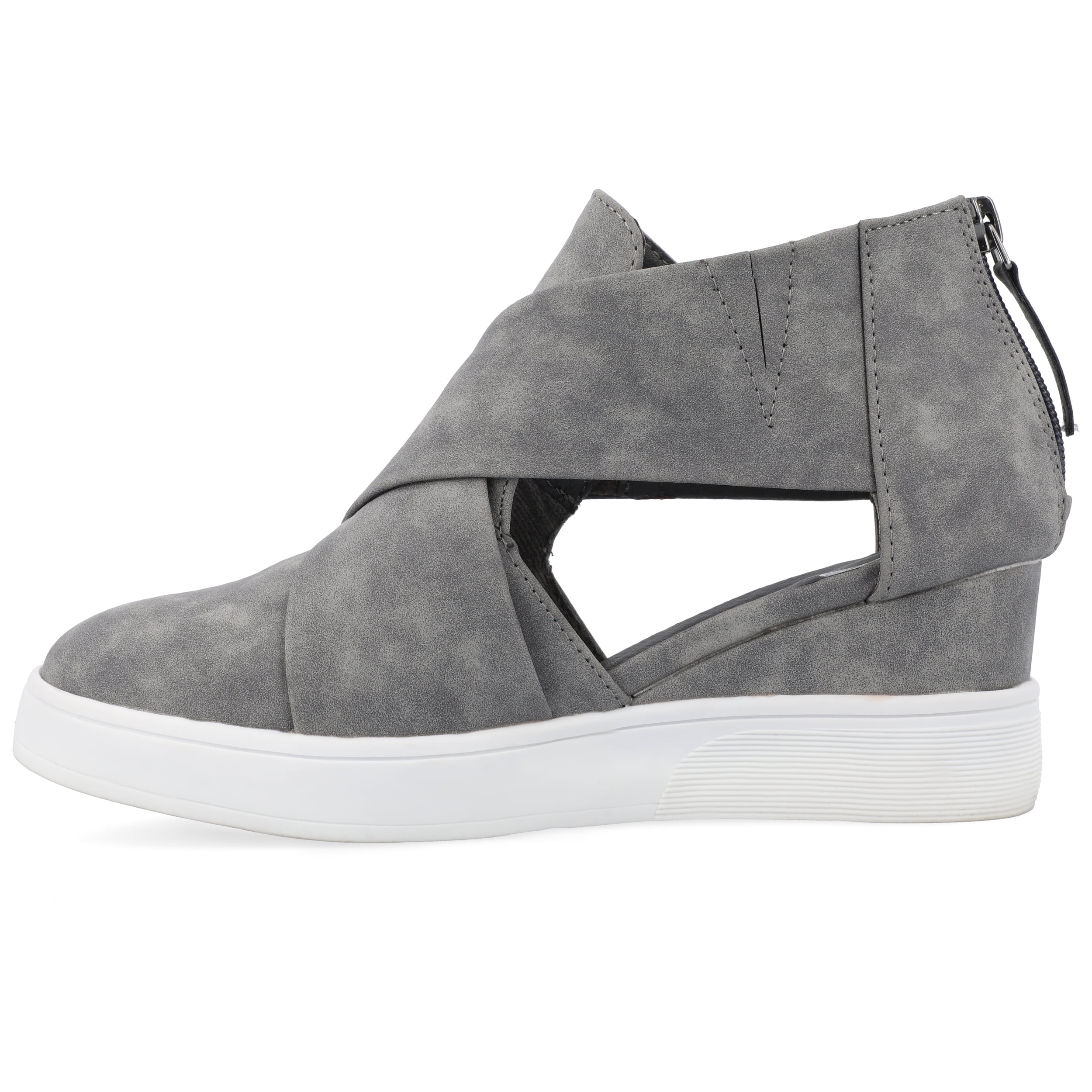 Journee Womens Seena Round Toe Back Heel Zip Wedge Sneakers