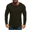 thumbnail image 2 of KaLI_store Long Sleeve Tops for Men Men's Long-Sleeve T-Shirt Fashion Stripe Zipper T-Shirt Long Sleeve Pullover Top Blouse Army Green,L, 2 of 2