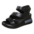 thumbnail image 5 of Rokment Platform Wedge Sandals for Women 2026 Summer Trendy Casual Leather Open Toe Adjustable Ankle Strap Chunky High Heels Comfortable Walking Dressy Shoes Black Size 6.5, 5 of 6