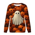 thumbnail image 4 of Taqqpue Halloween Shirts for Women Casual Crew Neck Long Sleeve Fall T Shirts Business Dressy Halloween Printed Blouse Tops, 4 of 5