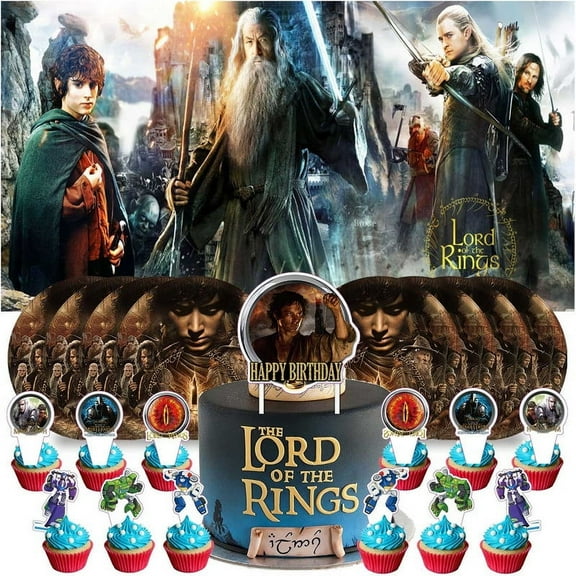 The Lord of rings Birthday Paper Plates Supplies Decorations Decor Backdrop Banner Cake Topper Background