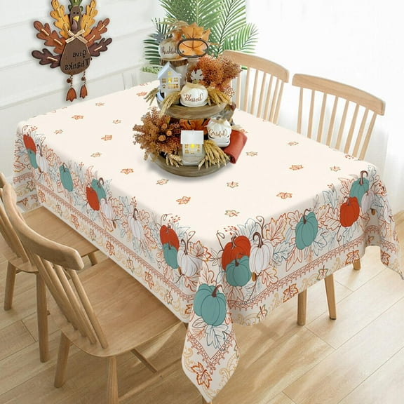 Fall Tablecloth Rectangle, Thanksgiving Tablecloth Rectangle Autumn Pumpkin Table Cloths for Fall Thanksgiving Kitchen Decor 60x102 Inch