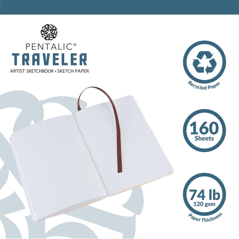 Pentalic Traveler Pocket Sketch Notebook, 4"x6", Brown photo 6