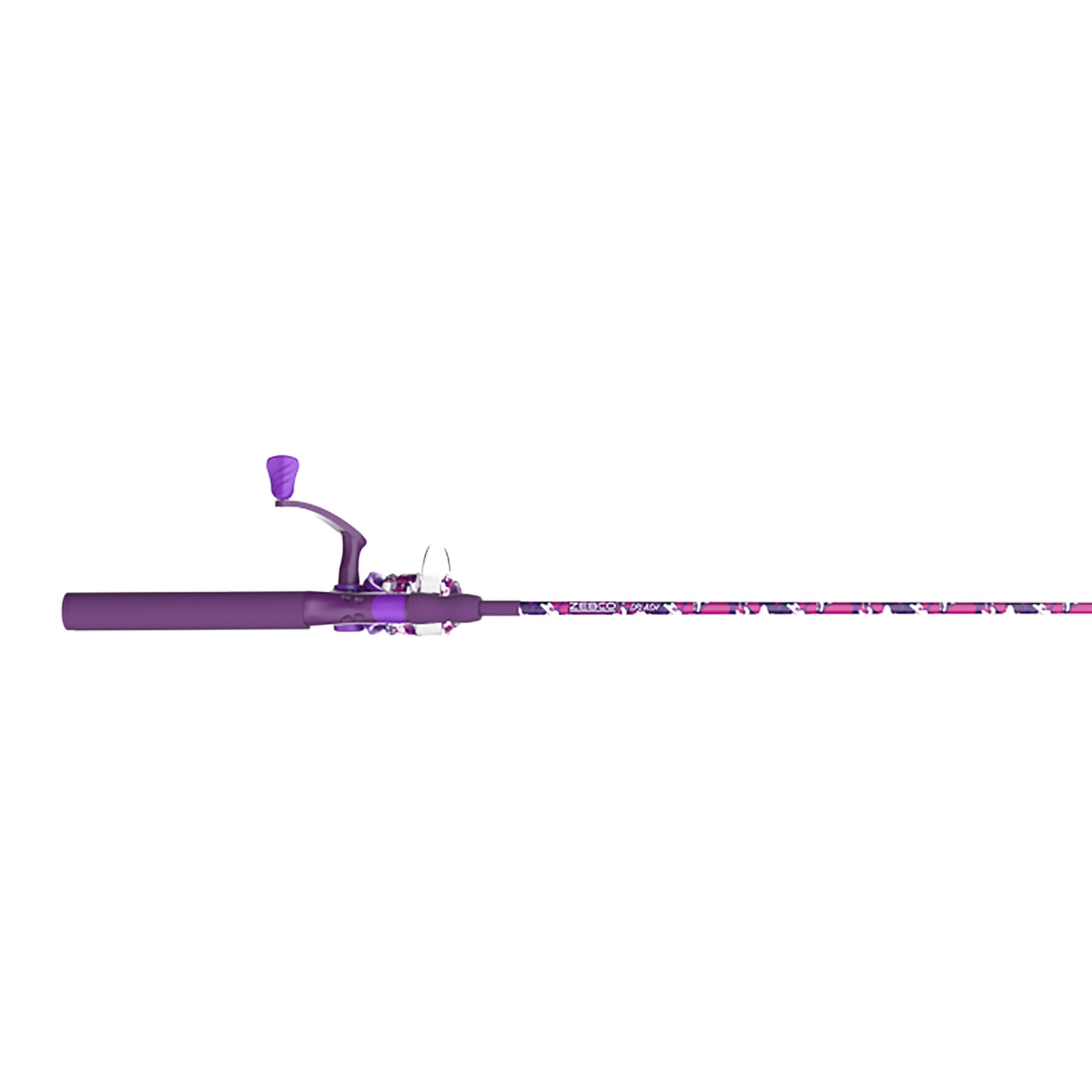 Zebco Splash Spinning Reel and Fishing Rod Combo, 6-Foot 2-Piece Fiberglass Rod, Medium-Light Power, Moderate Action, Size 20 Reel, 5.2:1 Gear Ratio, 2-Bearings, All Metal Gears, Tidepool Purple