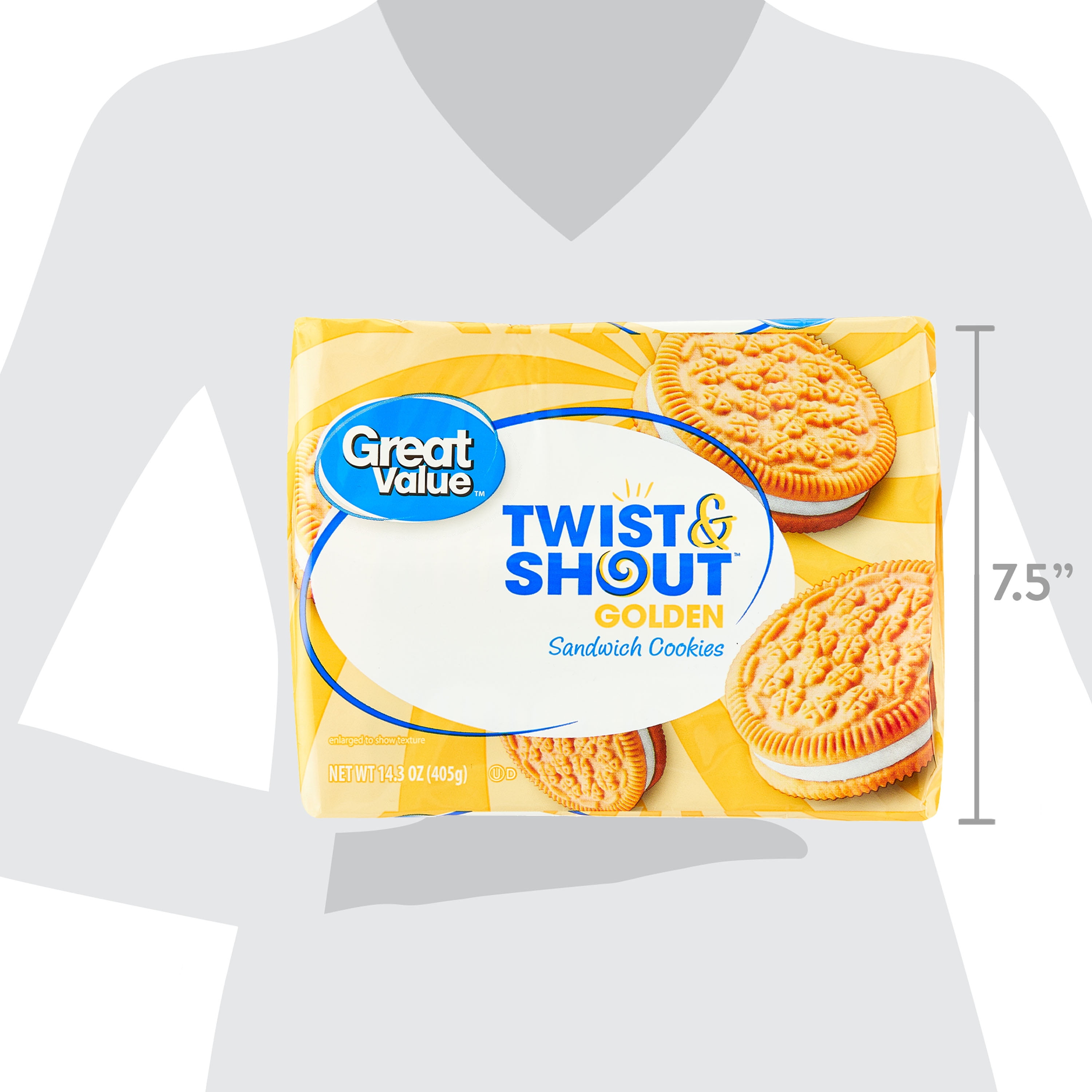 3 pack) Great Value Twist & Shout Golden Sandwich Cookies, 14.3oz