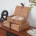 thumbnail image 3 of Caja Decorativa con Tapa, Cesta de Mimbre, Tejida Jacinto Agua para Estante, Mesa Centro Pequeña, 3 of 5