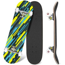 31'' Complete Skateboard 7 Layer Canadian Maple Double Kick Deck Skateboards camouflage Geometric camo Print fabric textiles Skate Board for Beginner Adult Gifts